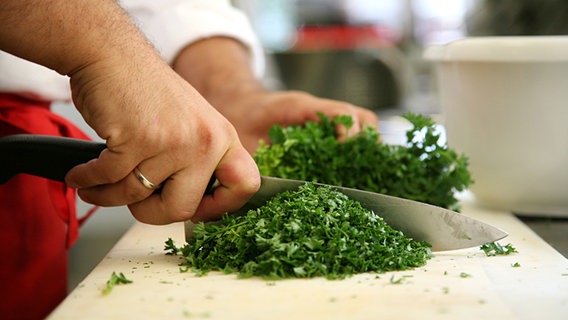 The chef chops parsley © © Esther Hildebrandt - Fotolia.com Photo: Esther Hildebrandt