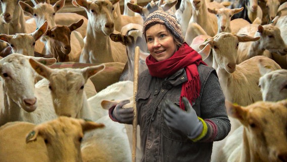 Auf dem Ziegenhof in Glasin misten die Schwestern Sidonie Beltmann und Henriette Keuffel die Ställe ihrer Tiere aus. © NDR/colourbox 