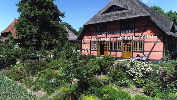 Im Juni zeigt sich der Rosengarten auf dem Hof Hoher Schönberg von seiner schönsten Seite. © NDR/Hanse TV 
