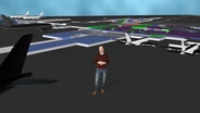 Philipp Abresch auf einem animierten Flugzeugplatz. © NDR 