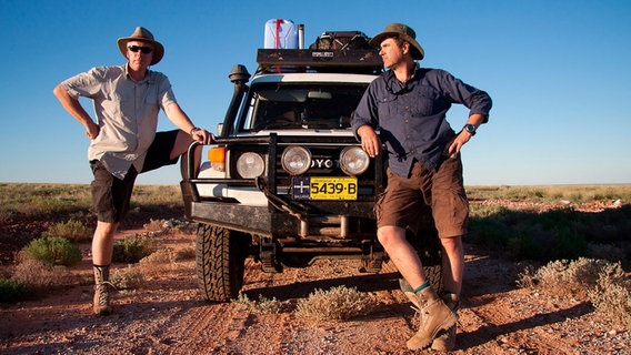 Downunder: Tierfilmer Thoralf Grospitz (l.) und Jens Westphalen (r.) drehten über drei Jahre hinweg für die fünfteilige Naturfilmreihe Australien. © NDR/doclights/Grospitz & Westphalen 