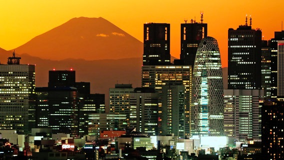 Naturgewalten wie Vulkane sind auch in Tokio immer in Sichtweite. Kaum ein anderes Land ist so häufig von Erdbeben, Vulkanausbrüchen und Tsunamis betroffen. © NDR/DOCLIGHTS GMBH/OXFORD SCIENTIFIC FILMS LTD 