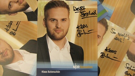Autogrammkarte von Klaas Butenschön. © NDR Foto: Daniel Sprenger