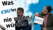 Jakob Leube und Freddy Radeke bei was CSUler niemals sagen würden.  