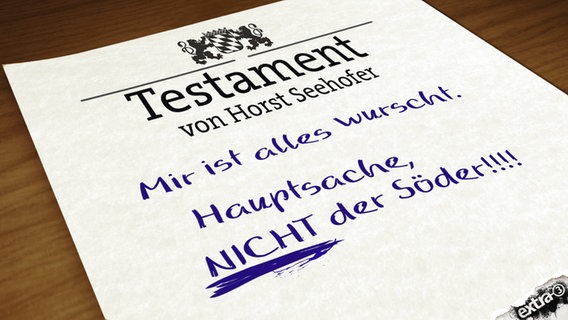 Testament von Horst Seehofer: Mir ist alles wurscht. Hauptsache, NICHT der Söder!!!!  