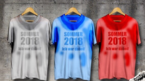 Schweißnasse T-Shirts mit der Aufschrift: Sommer 2018 - Ich war dabei  