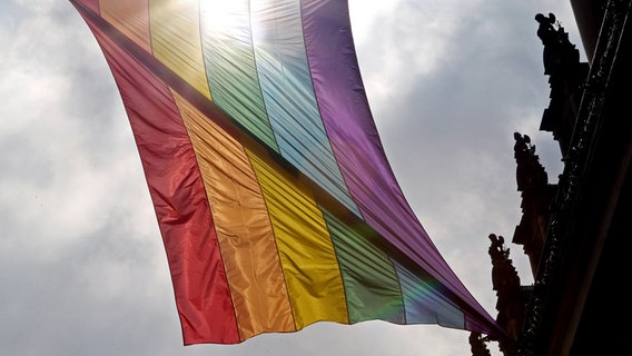 Regenbogenflagge am Hamburger Rathaus © dpa Foto: Malte Christians