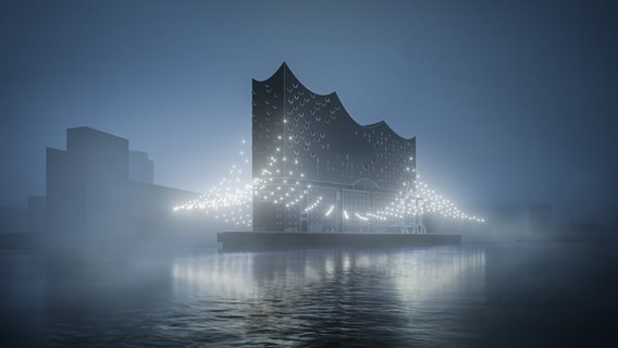 Lichtinstallation an der Elbphilharmonie in Hamburg © copyright moka-studio 2021 