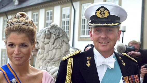 14. Mai 2004: Prinzessin Maxima und Kronprinz Willem-Alexander als Gäste der Hochzeit von Mary und Frederik von Dänemark © Picture-Alliance / dpa / Scanpix 