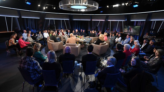 Zu sehen ist die Gäste-Runde im Studio der NDR Talk Show aus der Perspektive des Publikums. © NDR Fernsehen/ Uwe Ernst Foto: Uwe Ernst