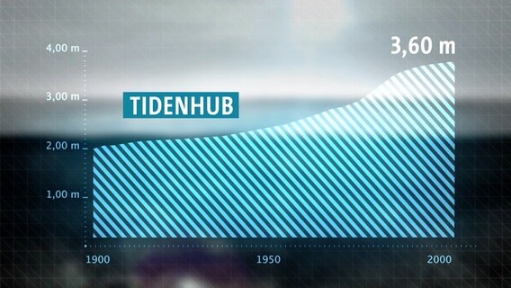 Grafik zeigt den Anstieg der Tide in den vergangenen hundert Jahren. © NDR 