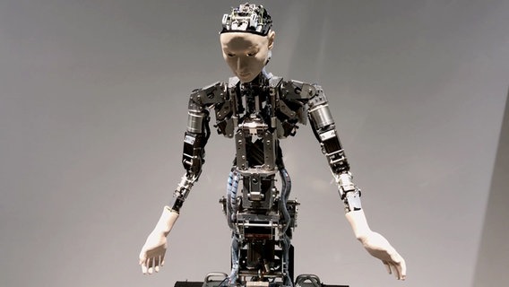 Dem Menschen nachempfundener Roboter mit einem Gesicht. © WDR/NDR/Beckground TV 