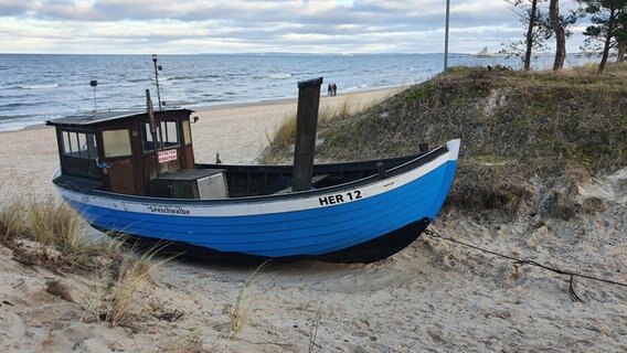 Ein Kutter liegt am Ostseestrand.  Foto: Karsten Hillmann aus Neubrandenburg