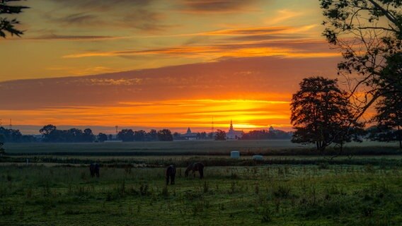 Ein Sonnenaufgang über Greifswald wie bei Caspar David Friedrich. © NDR Foto: Uwe Kantz aus Hinrichshagen