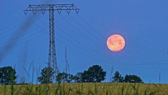 Der Mond steht über dem Strelasund. © NDR Foto: Peter Schumacher aus Neuhof am Strelasund