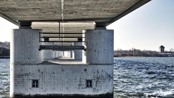 Blick unter der Rügenbrücke hindurch. © NDR Foto: Hartmut Heidrich aus Stralsund