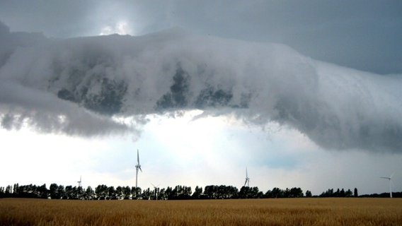 Eine große Wolke rollt sich wie eine Walze über den Himmel. © NDR Foto: Paul-Friedrich Sager aus Rostock