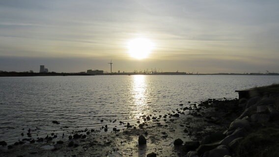 Die Sonne geht unter über dem Schnatermann in Rostock. © NDR Foto: Sven Johnsen aus Rostock