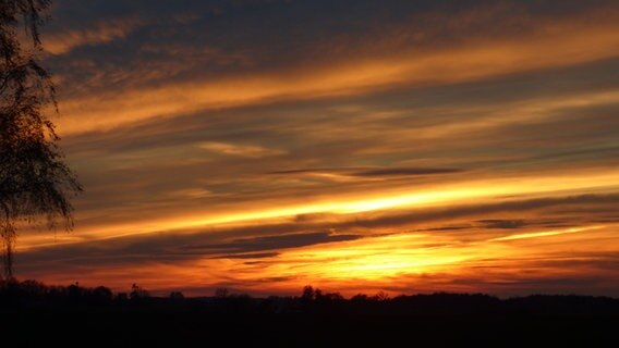 organge-rote Wolkenstreifen am Himmel beim Sonnenuntergang © NDR Foto: Laura Koß aus Sarow