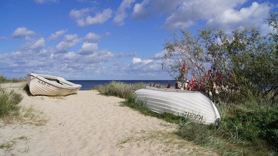 Boote liegen an einem Strand. © NDR Foto: Gabriele Kaulfürst aus Schwerin