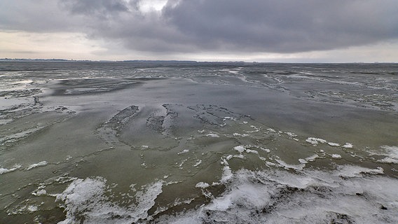 Eine Eisschicht auf dem Greifswalder Bodden © NDR Foto: Werner Bayer aus Neubrandenburg