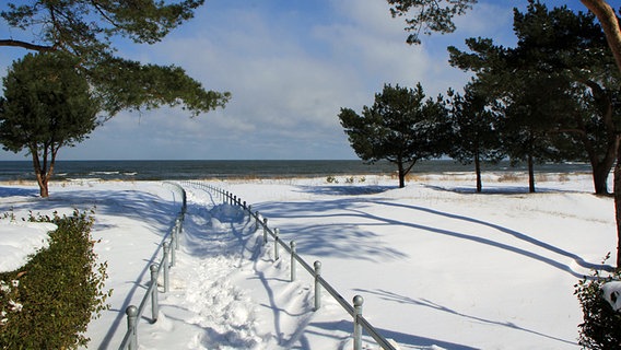 Verschneiter Zugang zum Strand von Binz. © NDR Foto: Friedhelm Lewark aus Glewitz