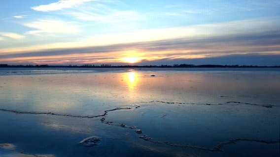Sonne über einem gefrorenen Gewässer © NDR Foto: Lena Breske aus Altenpleen