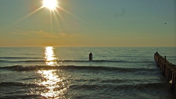 Ein Mann badet im Winter in der Ostsee. © NDR Foto: Verena Hübner aus Prerow