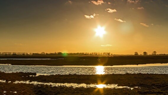 Sonnenuntergang über den Wiesen in der Nähe der Insel Koos © NDR Foto: Uwe Kantz aus Hinrichshagen