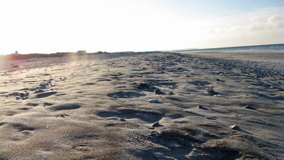Der Strand ist mit einer Frostschicht überzogen. © NDR Foto: Christine Arendt aus Kloster