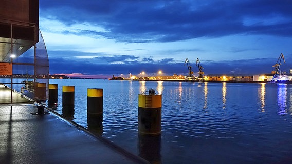 Blick über das Hafenbecken auf eine Industrieanlage © NDR Foto: Helmut Kuzina aus Wismar