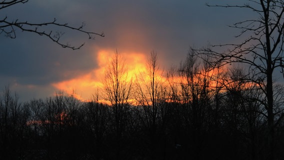 Durch ein Wolkenloch ist der Sonnenuntergang zu sehen. © NDR Foto: Bernd Güsmer aus Rastow