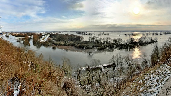 Blick auf das Hochwasser der Elbe bei Vier nahe Boizenburg © NDR Foto: Uwe Meyer aus Lübtheen