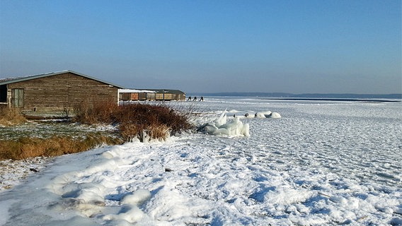 Die Badestelle Plau-Heidenholz am Plauer See ist zugefroren. © NDR Foto: Norbert Wendt aus Neubrandenburg
