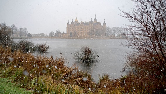 Schneetreiben am Schweriner Schloss © NDR Foto: Robert Auer aus Schwerin