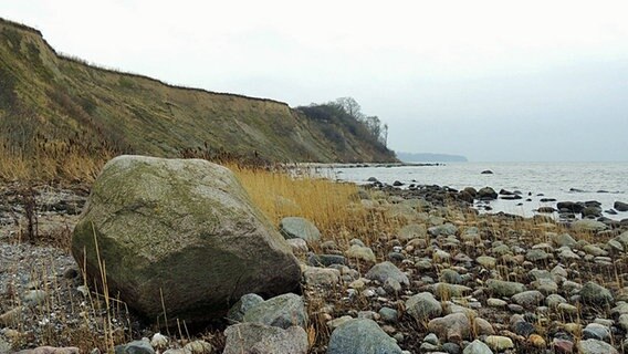 Großer Stein am Strand vor Steilküste © NDR Foto: Horst Laatz aus Poel