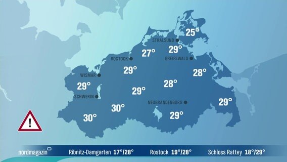 Ausschnitte aus der Wettervorhersage vom NDR Wetterstudio auf Hiddensee mit Wetterdaten. © NDR 