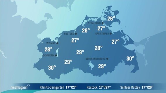 Ausschnitte aus der Wettervorhersage vom NDR Wetterstudio auf Hiddensee mit Wetterdaten. © NDR 