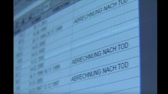 Eine Tabelle mit Abrechnungsdaten auf einem Computerbildschirm © NDR 