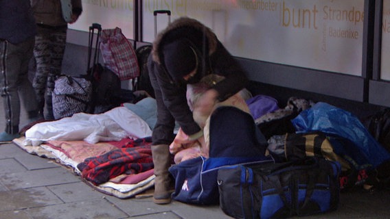 Obdachlose in der Hamburger Innenstadt  