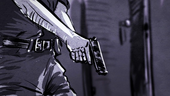 Polizist mit Waffe im Graffic-Novel-Stil © NDR 