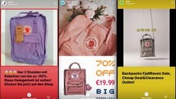 Ein Fake-Shop, der im Internet gefälschte Rucksäcke der Marke Fjällräven anbietet. © NDR Foto: Screenshot