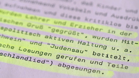 Stasi-Akte über Neonazis, gelb markiert der Begriff "Judensau" © NDR Foto: Screenshot
