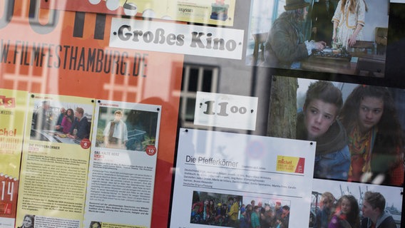 Ein Schaufenster mit den Programmhinweisen. © NDR Foto: Claudia Timmann