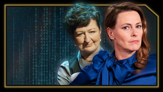Moderatorin Anja Reschke und Schauspielerin Justine Hauer zum Thema "Die Macht der Schufa: Wer stoppt die Datensammler?". (Reschke Fernsehen vom 15.02.2024 im Ersten) © NDR / Reschke Fernsehen Foto: Thorsten Jander