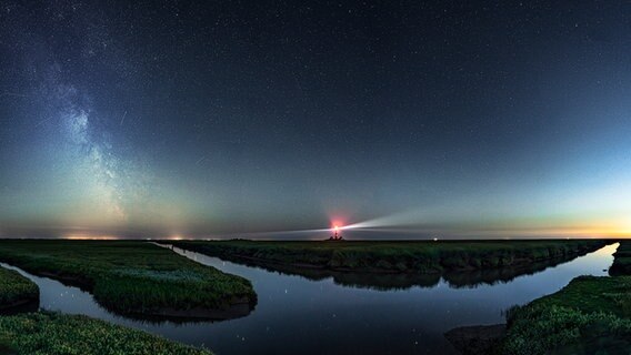 Der Sternenhimmel über der Westküste von Nordfriesland. © Mike Mohr Foto: Mike Mohr
