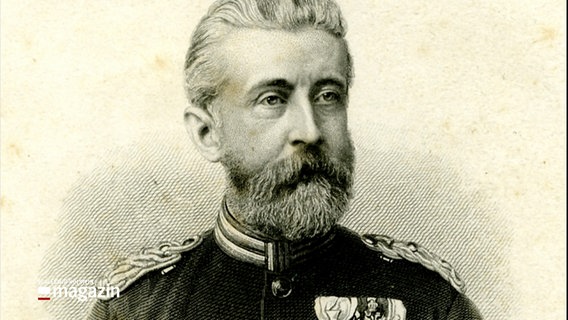 Eine historische Aufnahme zeigt ein gezeichnetes Porträt von Friedrich von Esmarch. © NDR 