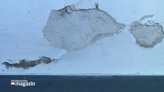 Putz platzt an mehreren Stellen von der Wand ab. © NDR 