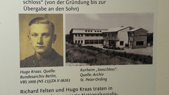 Fotografien eines Mannes und des Kurheims Seeschloss. Der Mann ist Hugo Kaas. © NDR Foto: Sven Jachmann