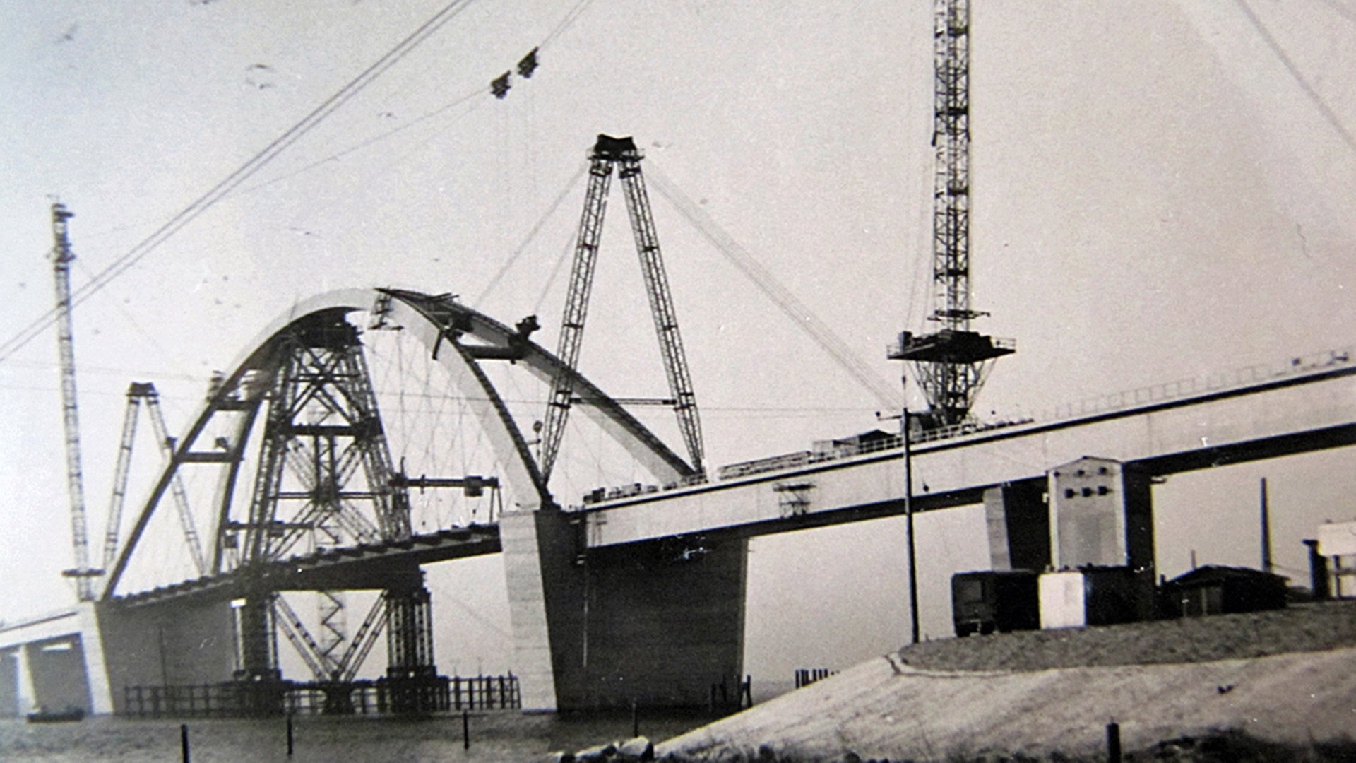 Vogelfluglinie Grenze zu Dänemark Fehmarnsund Brücke Luftaufnahme ~1960/70 AK 